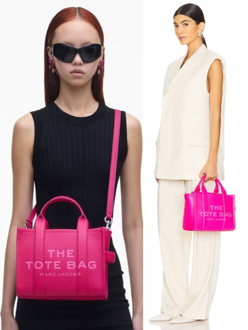 Marc Jacobs The Leather Tote Bag Hot Pink Small Crossbody